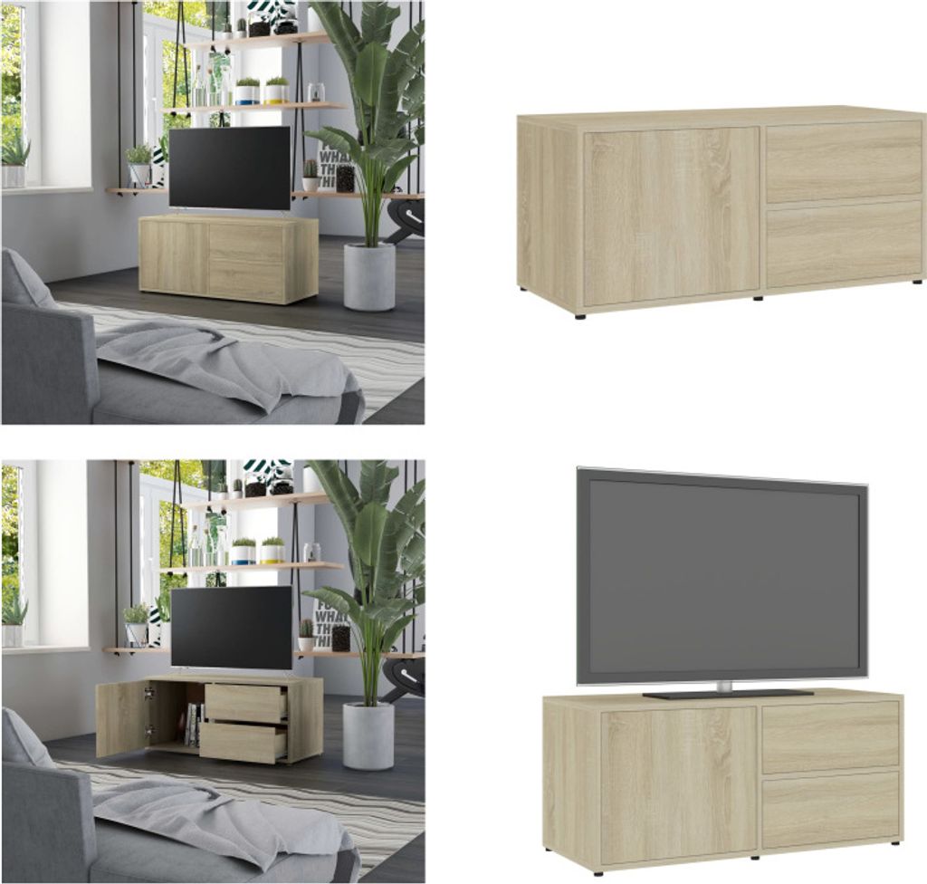 vidaXL TV Schrank Sonoma Eiche 80x34x36 cm Holzwerkstoff - TV-Schrank - TV-Schränke - TV-Möbel - Sideboard