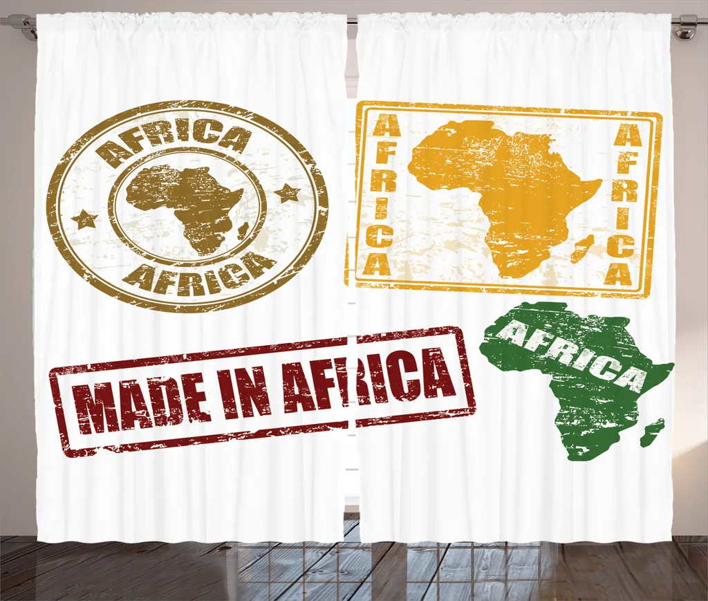 Rideau à boucles et crochets style rustique africain jaune 280x225cm