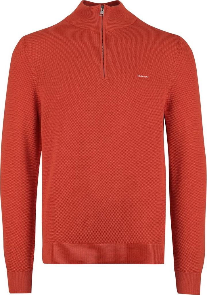 Gant Half-Zip-Pullover Baumwolle orange einfarbig