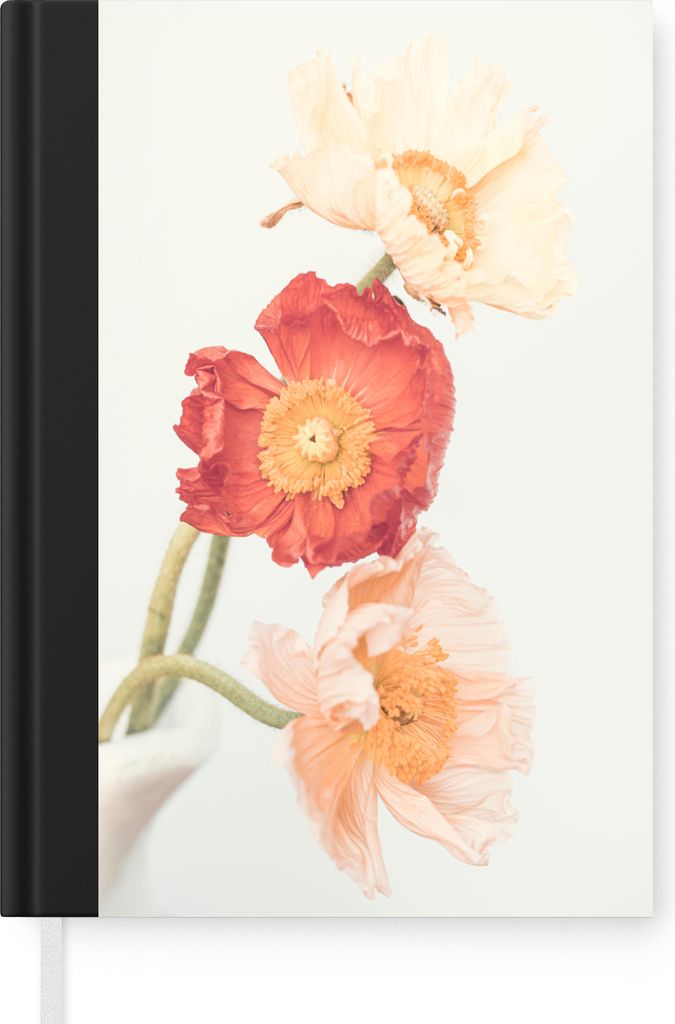 MuchoWow Notizbuch Tagebuch Haushaltsbuch Notebook A5 Blumen - Rot - Natur - Pflanzen - Notizblock - Notizheft - Notebook - Schreibblock - Papier