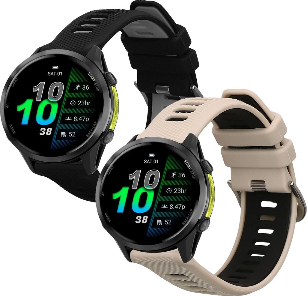 kwmobile 2x Sportarmband kompatibel mit Garmin Forerunner 970 / Forerunner 570 47mm / Venu 3 Armband - Fitnesstracker Band Set aus TPU Silikon