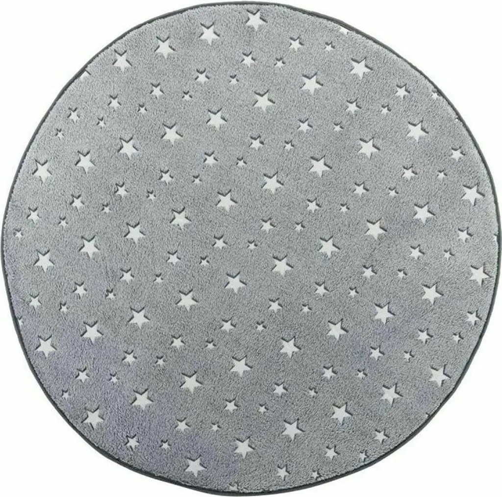 Tapis de Jeux Enfant Étoiles Lumineuses Ø 90 cm pour Nuit Paisible Gris