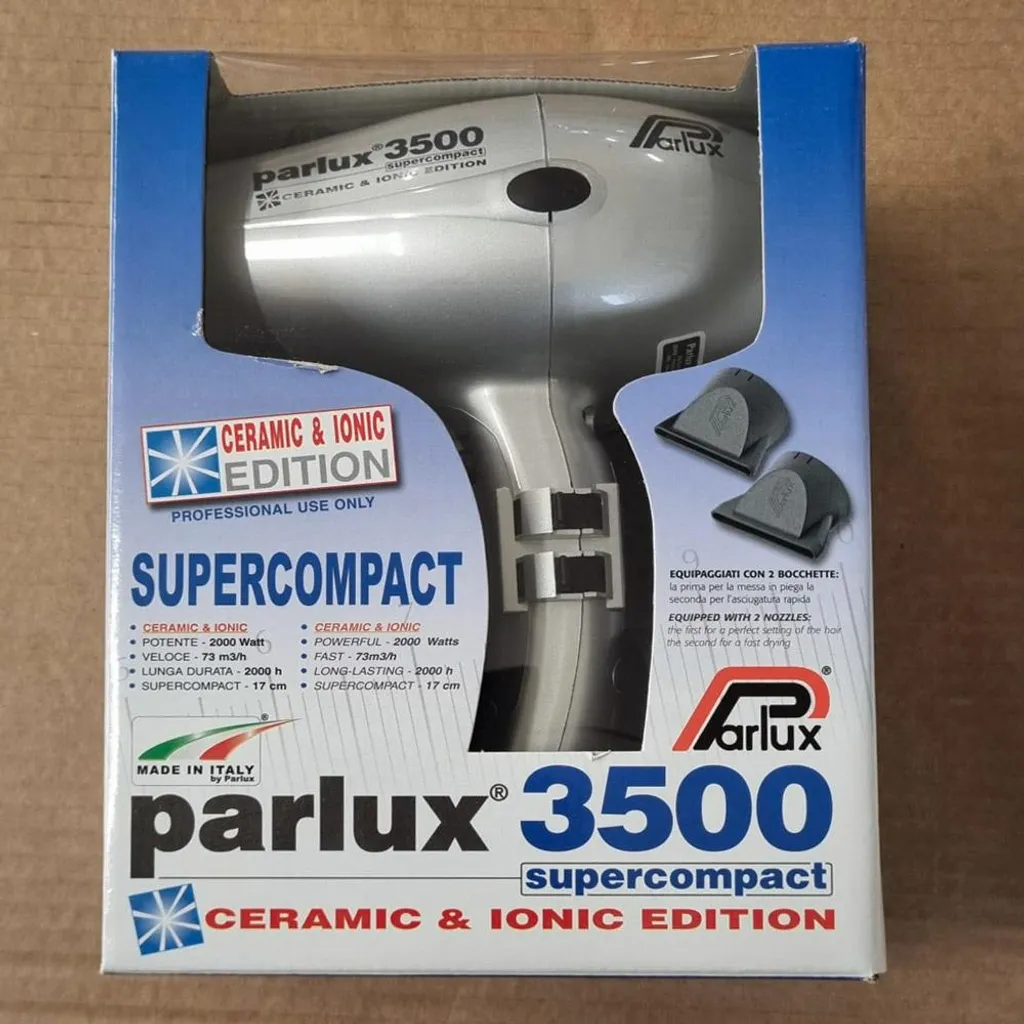 Sèche-Cheveux Parlux 3500 Supercompact Argent Ionique pour Brushing Parfait