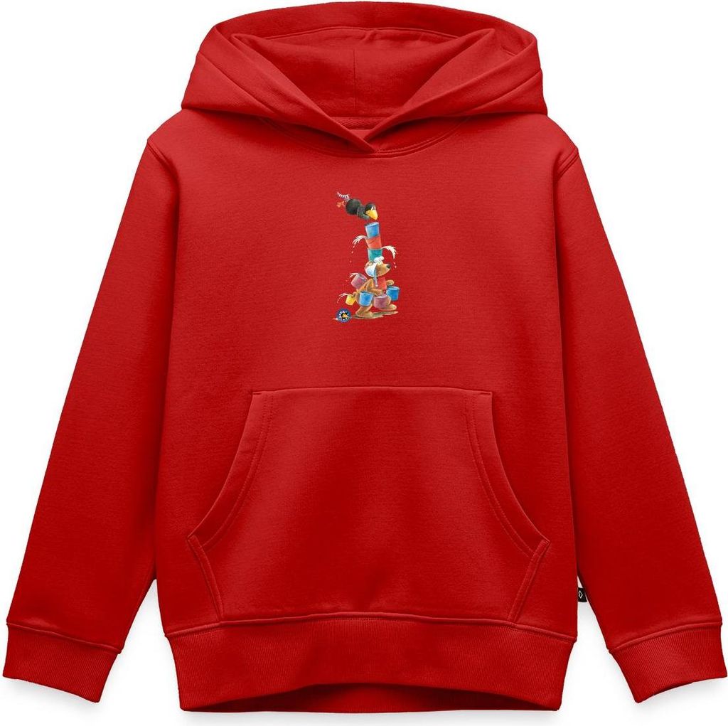 Spreadshirt Der kleine Rabe Socke mit Eddi Wassereimer Kinder Premium Hoodie, 110/116 (4 Jahre), Rot
