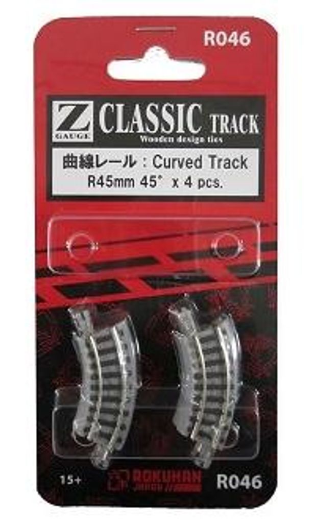 Rokuhan 7297046 - Z - Gleis gebogen R45-45° 4 Stück - Neu