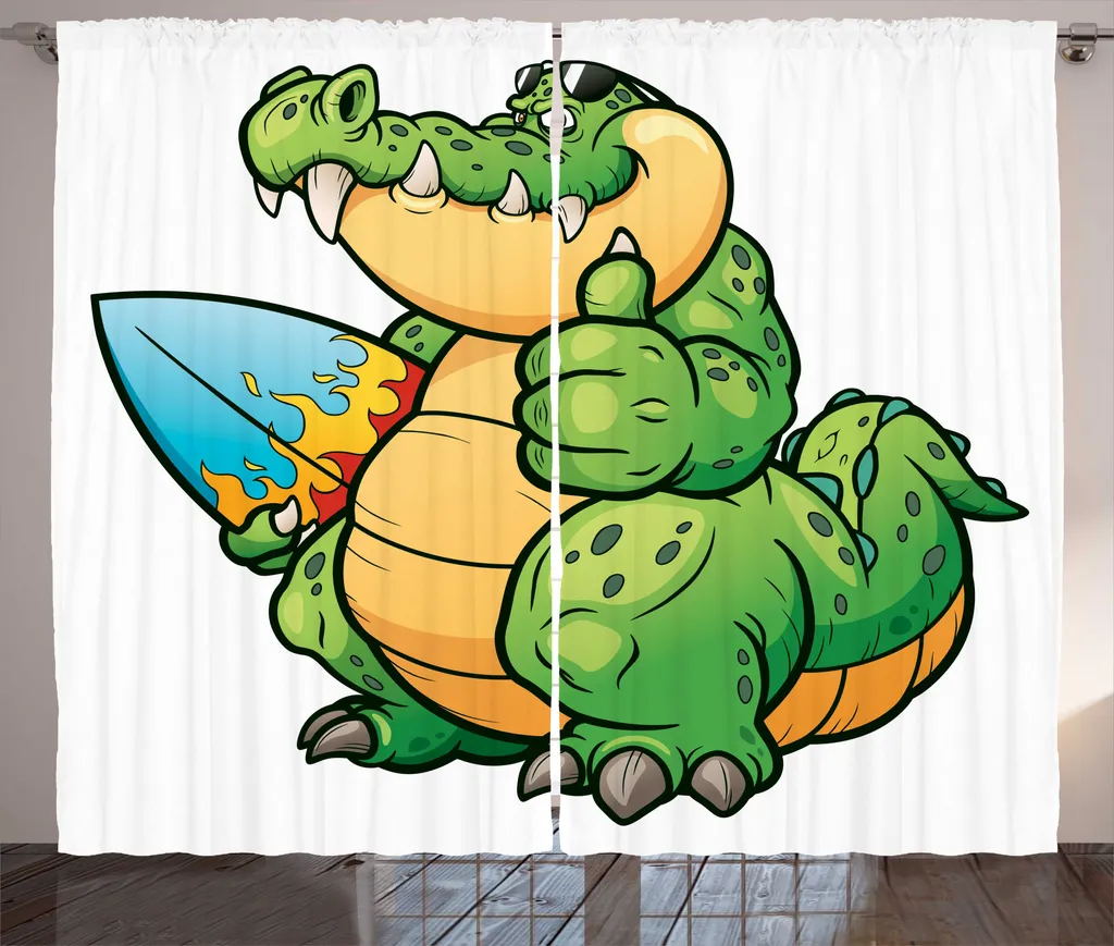 ABAKUHAUS Rideau Crocodile Chunky Surfer Vert Fougère 280x225 cm