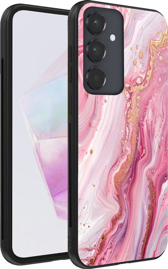 Handyhülle passend für Samsung Galaxy A35 mit Marmordruck - TPU Back Cover Case Marble Design - Pink