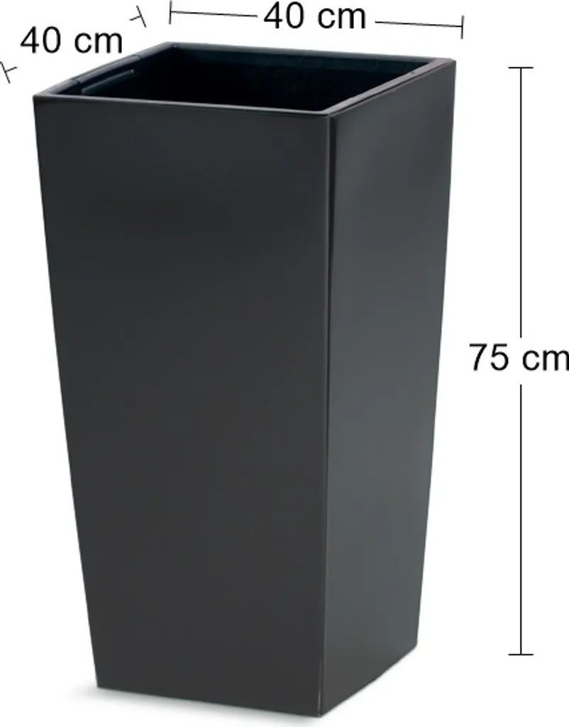 Prosperplast Urbi Square Matt 40 cm anthracite - Pot de fleurs avec insert - 2