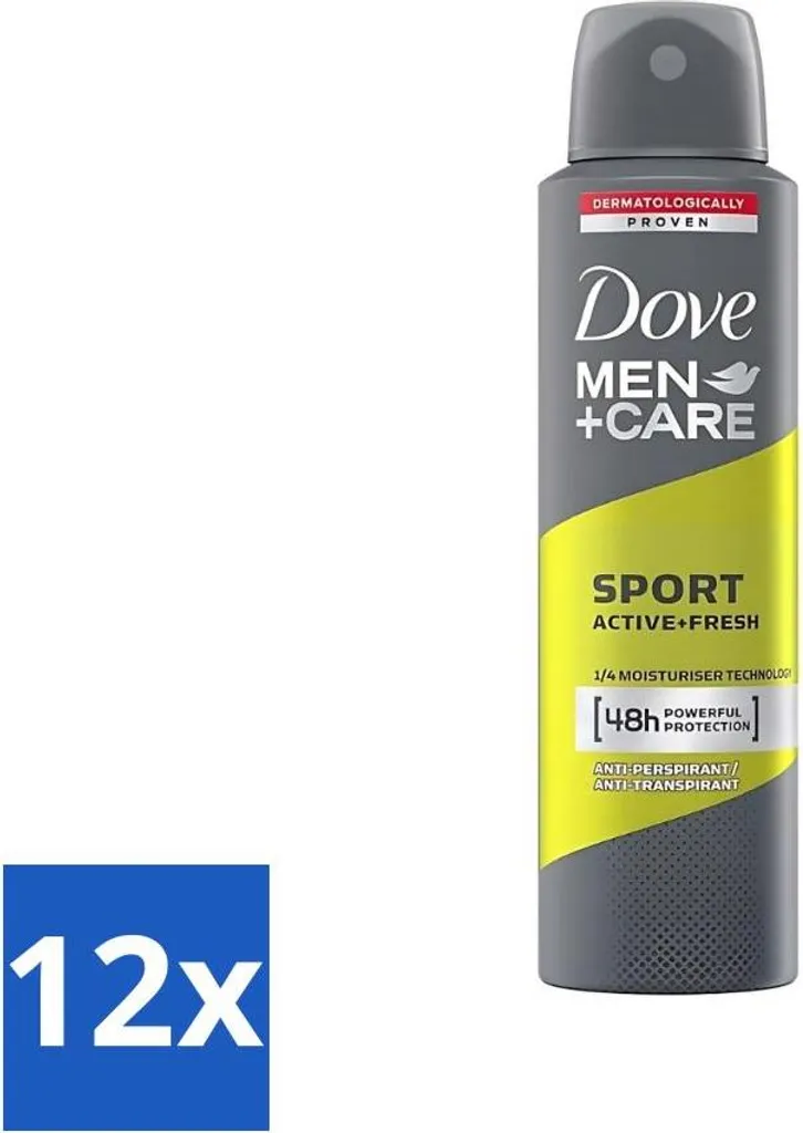 Dove - Deodorante - Men Care Sport Active Fresh - Rinfrescante ed energizzante - 150 ml - Confezione risparmio - 12 pezzi