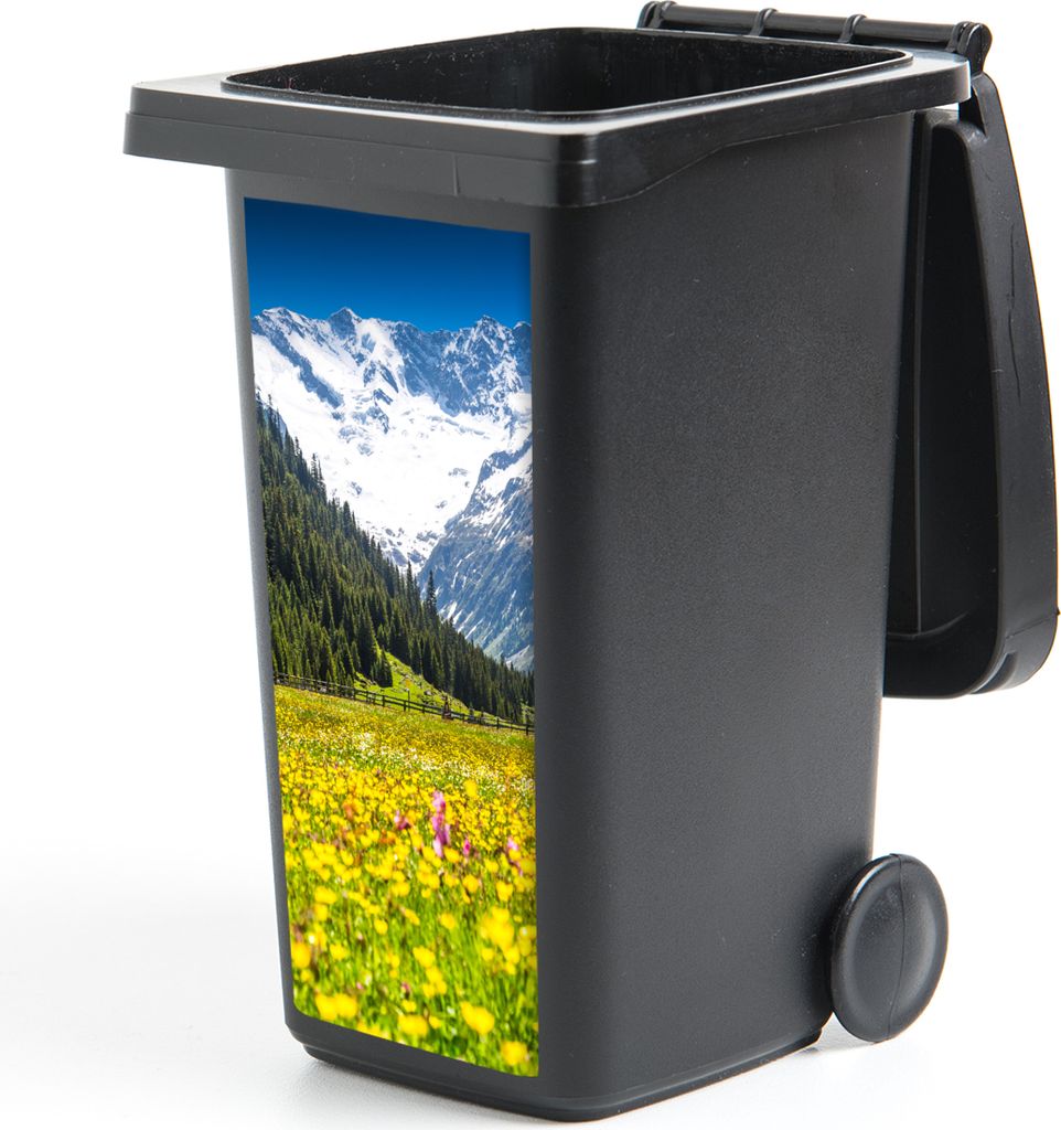 MuchoWow Mülltonnenaufkleber Blumen - Mons - Gelb 38x80 cm - Behälteraufkleber - Mülleimer-Aufkleber - Container-Aufkleber