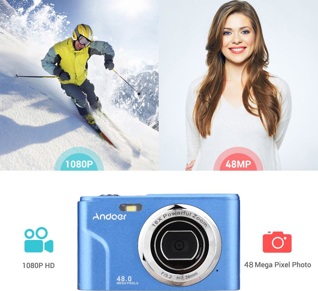Tragbare Digitalkamera ,1080P Videokamera, 48 MP 2,4'' Produktbild 5