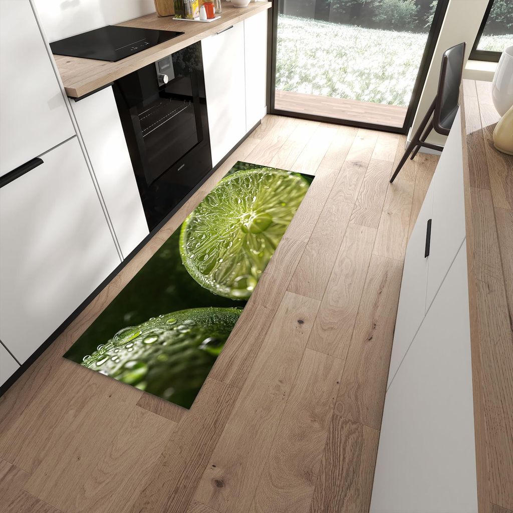 Küchenteppich 60x180cm rutschfest & abwischbar PVC Läufer - Limetten von Frische