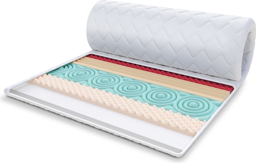 Topper 140x200 cm Matratzenauflage mit HR-Schaum Kaltschaum 7 Zonen Höhe ca 6 cm H2 H4 Matratzenschoner Premium Bezug