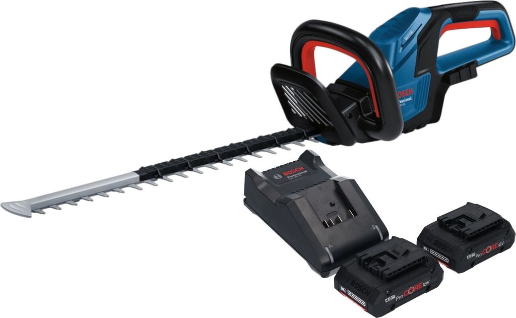 Bosch GHE 18V-50 Professional Akku Heckenschere 18 V 50 cm Brushless + 2x ProCORE Akku 4,0 Ah + Ladegerät