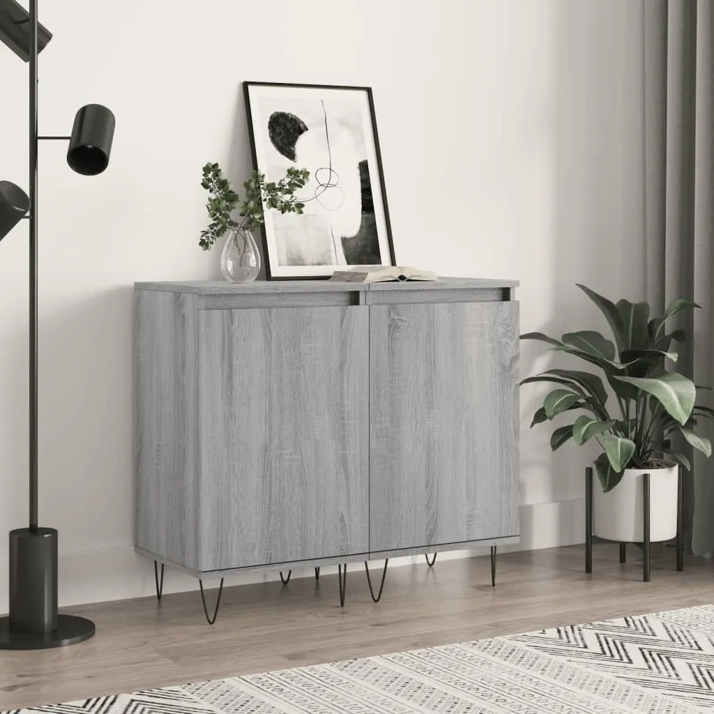 The Living Store Credenze 2 pz. Grigio Sonoma 40x35x70 cm Materiale a base di legno