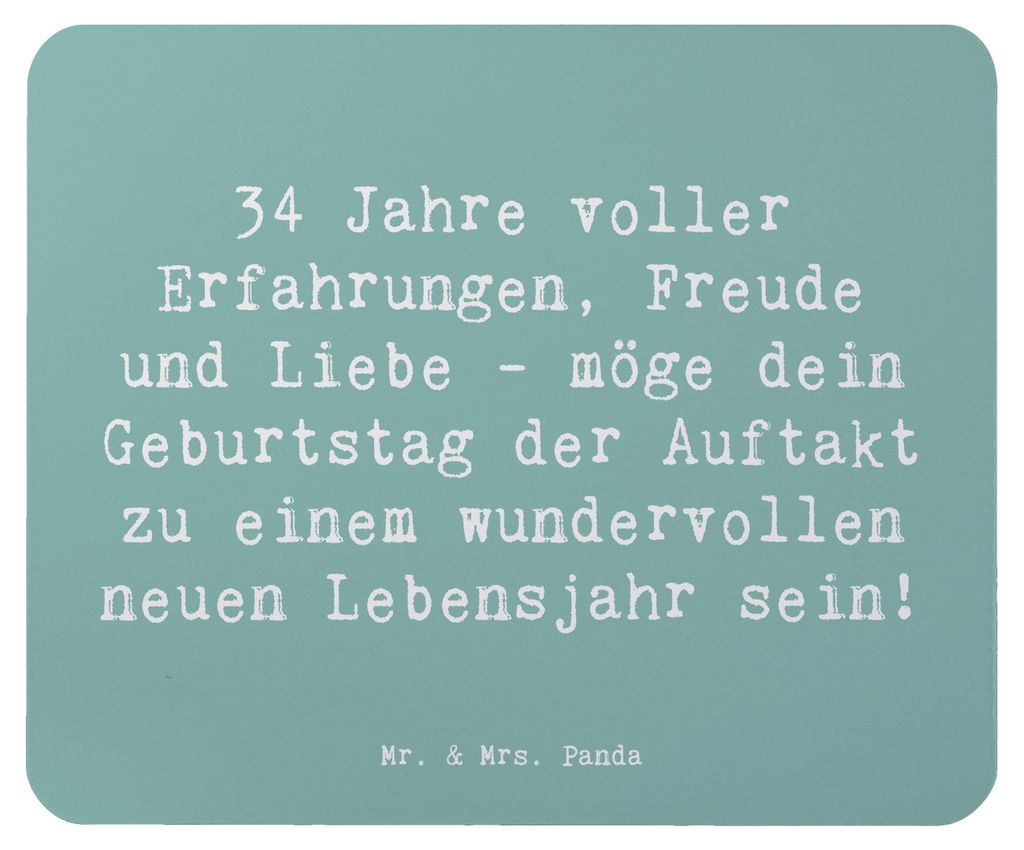 Mr. & Mrs. Panda Mouse Pad Spruch 34. Geburtstag Erlebnisse - Meeresbrise - Geschenk, Dekoration, Feier, mousematte, pc mauspad, Happy Birthday, Al...