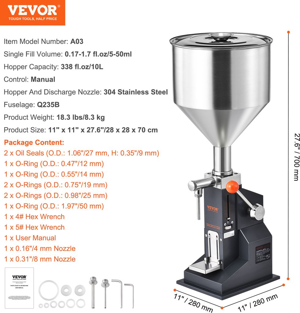VEVOR 5–50 ml Abfüllmaschine Manuell Produktbild 7