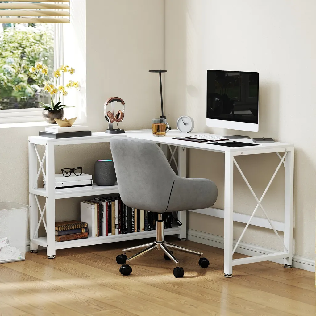 Bureau informatique d'angle pour petits espaces et télétravail efficace