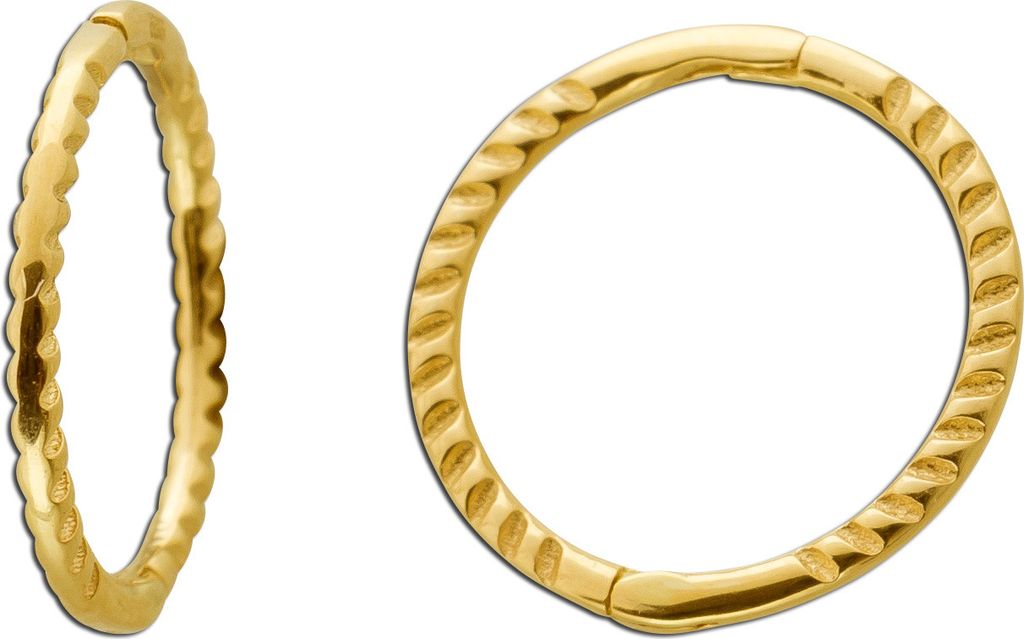 Creolen 12mm Gelbgold 585 14 Karat gemustert Produktbild 