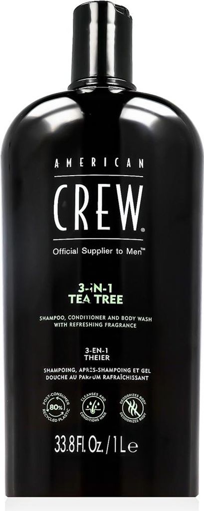 American Crew 3-in-1 Tea Tree shampoo, conditioner en Productafbeelding 