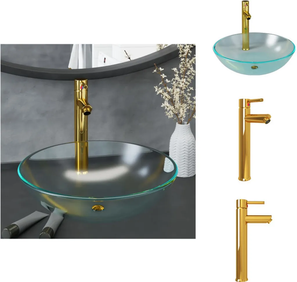 Set Lavabo da Appoggio Vetro Satinato vidaXL - Design Contemporaneo