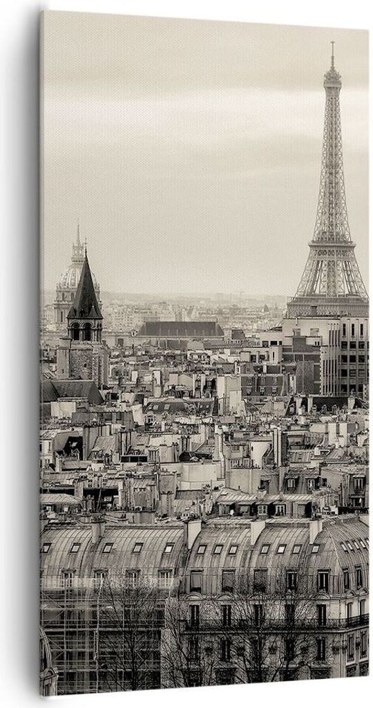 Bild auf Leinwand - Leinwandbild - Paris Stadt Zuhause - 65x120cm - Wand Bild - Wanddeko - Leinwanddruck - Bilder - Kunstdruck - Wanddekoration - L...
