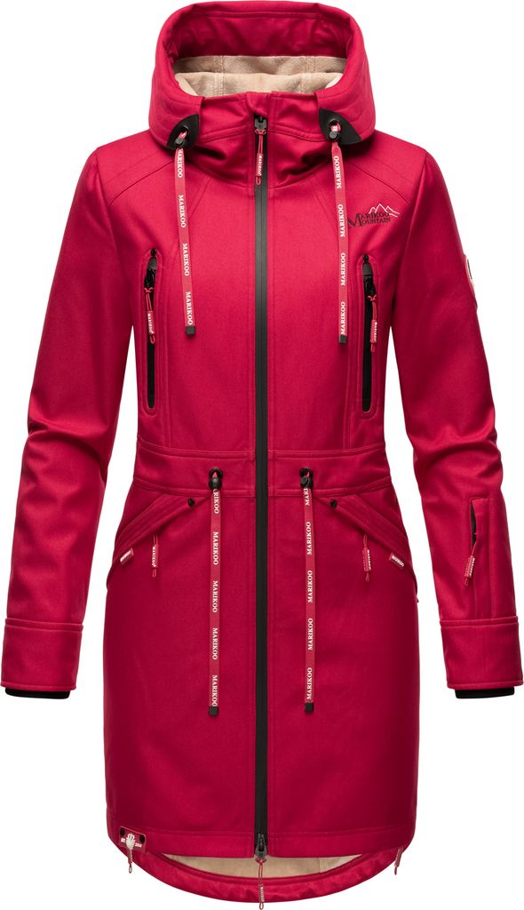 Marikoo Racquellee Wasserdichte Damen Softshell Outdoor Übergangsacke mit Kapuze Regenmantel Fuchsia Gr. 36 - S