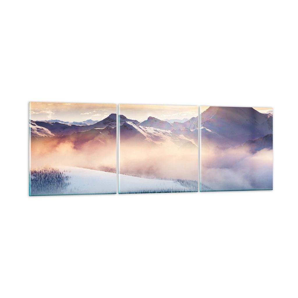 Bilder auf glas - Berge Schnee Winter - 120x40cm - Glasbilder - Wandbilder - Kunstdruck - zum Aufhängen bereit - Wanddekoration aus Glas - Glas Bi...