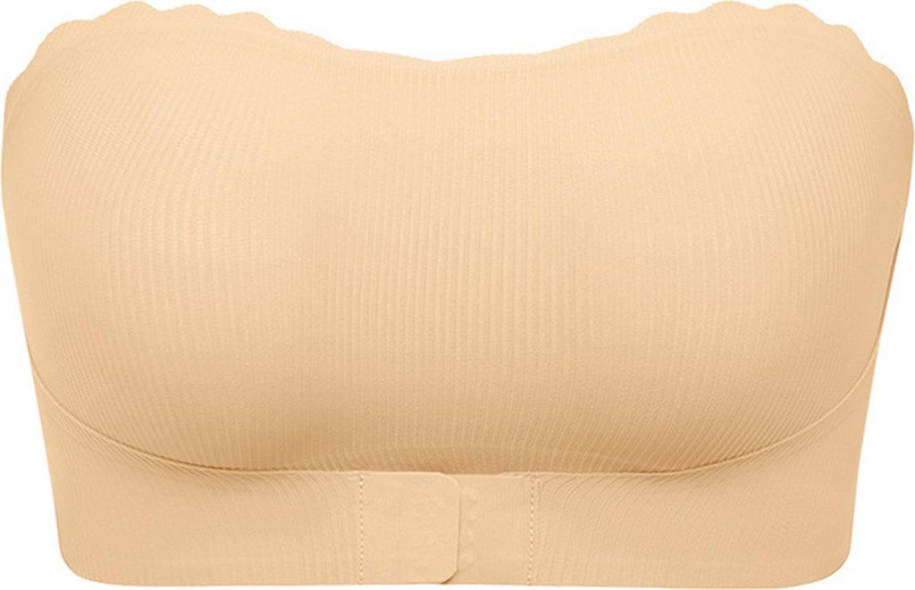 Damen Trägerloser BH Atmungsaktiv Ohne Bügel Push-Up BH Rutschfester Frontverschluss Fest Gepolstertes Bandeau-Top Bralette Ohne Träger