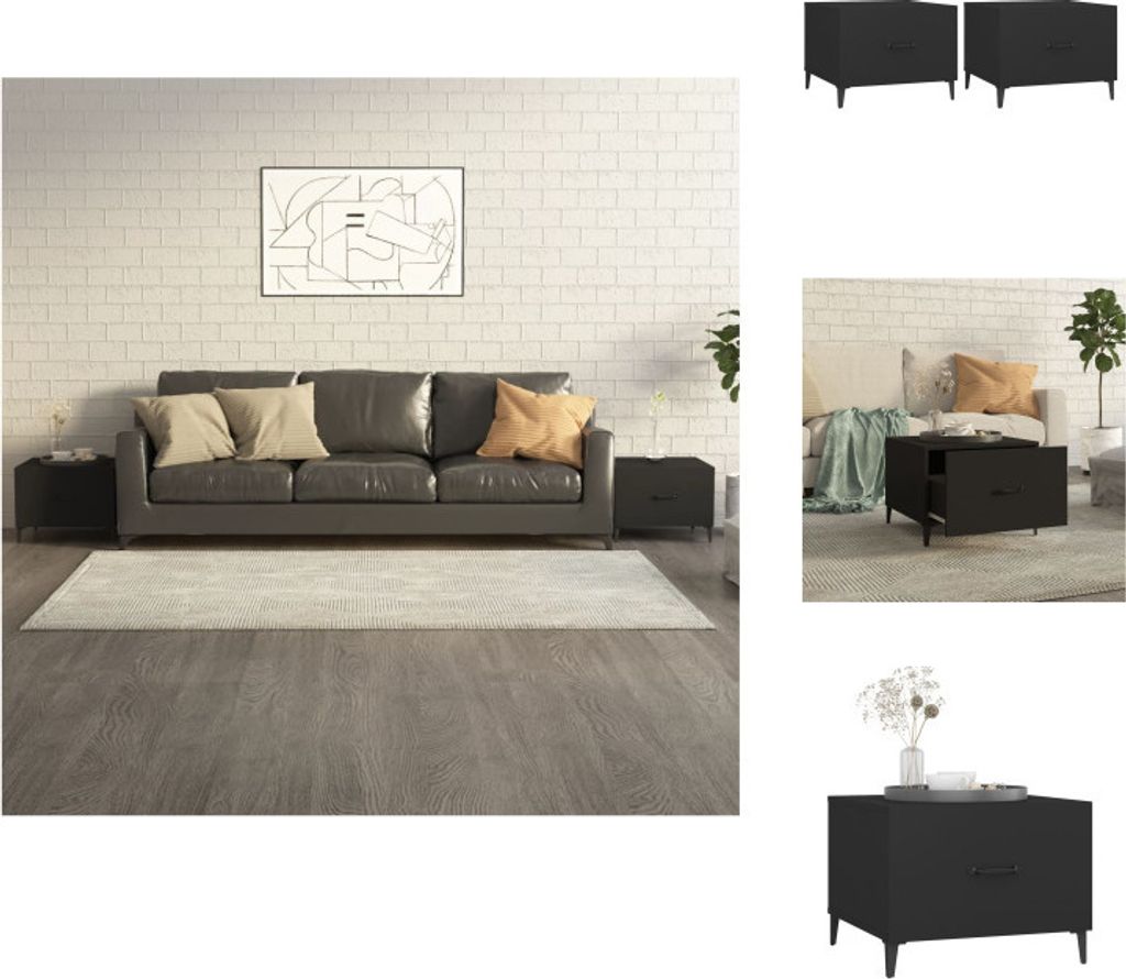 vidaXL Couchtische mit Metallbeinen 2 Stk. Schwarz 50x50x40 cm - Couchtische
