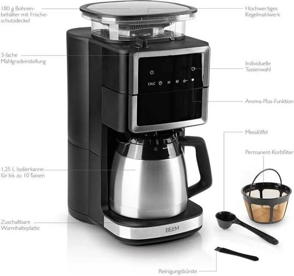 Cafetière filtre programmable avec broyeur intégré et verseuse isotherme - 3