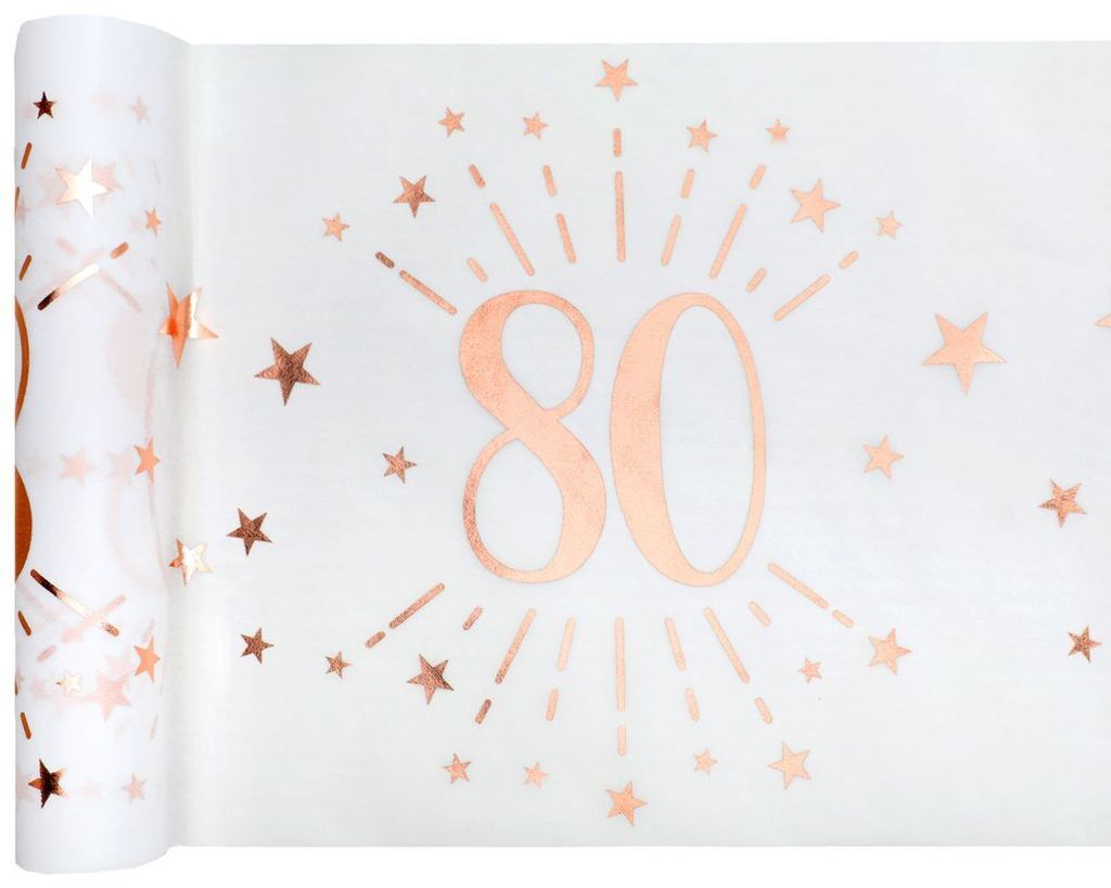 80. Geburtstag roségold Tischläufer 5 m x 30 cm Zahl 80 Produktbild 