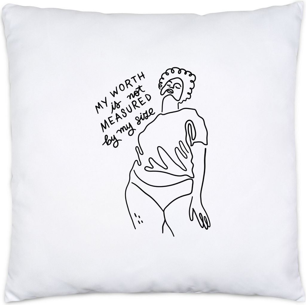 My Worth Is Not Measured By Size Kissen Spruch Body Positivity Frauentag Körpergefühl Selbstbewusst