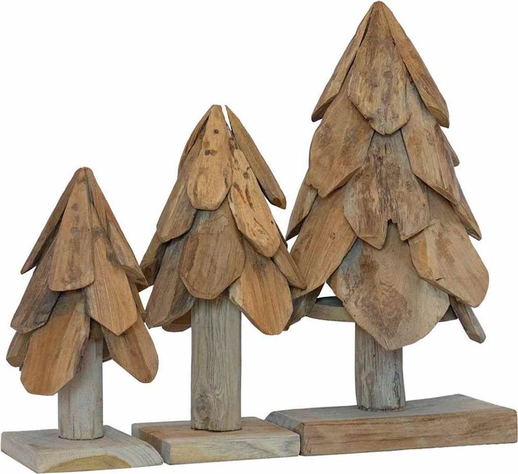Weihnachtsbaum mit Ständer 3 pcs Braun Massivholz Teak