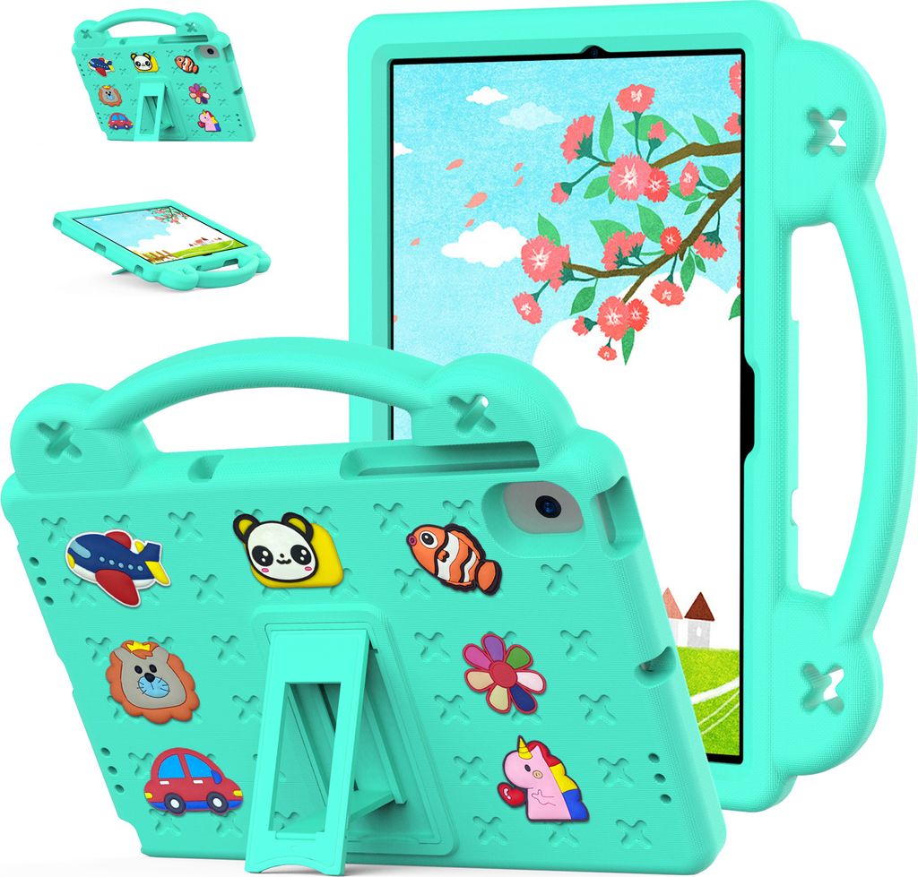 Schutzhülle für Lenovo Tab K10 Pro 10.6" TB-223FC 2023 Niedliche Hülle für Kinder, Stoßfest mit Griff und Ständer Grün