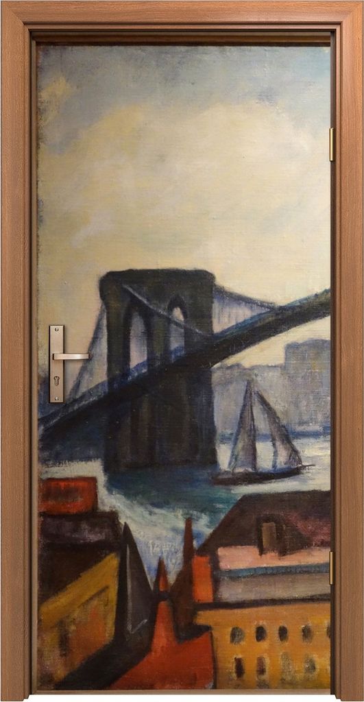 Türposter 90x200 cm Türaufkleber Türtapete Türfolie Klebefolie Brooklyn Bridge von Samuel Halpert