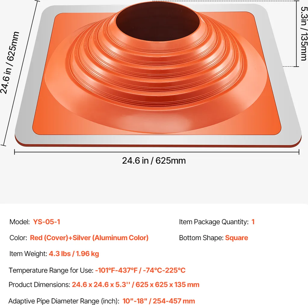 Solin de Toit Flexible pour Cheminée et Poêle à Bois de 254-457 mm - 7