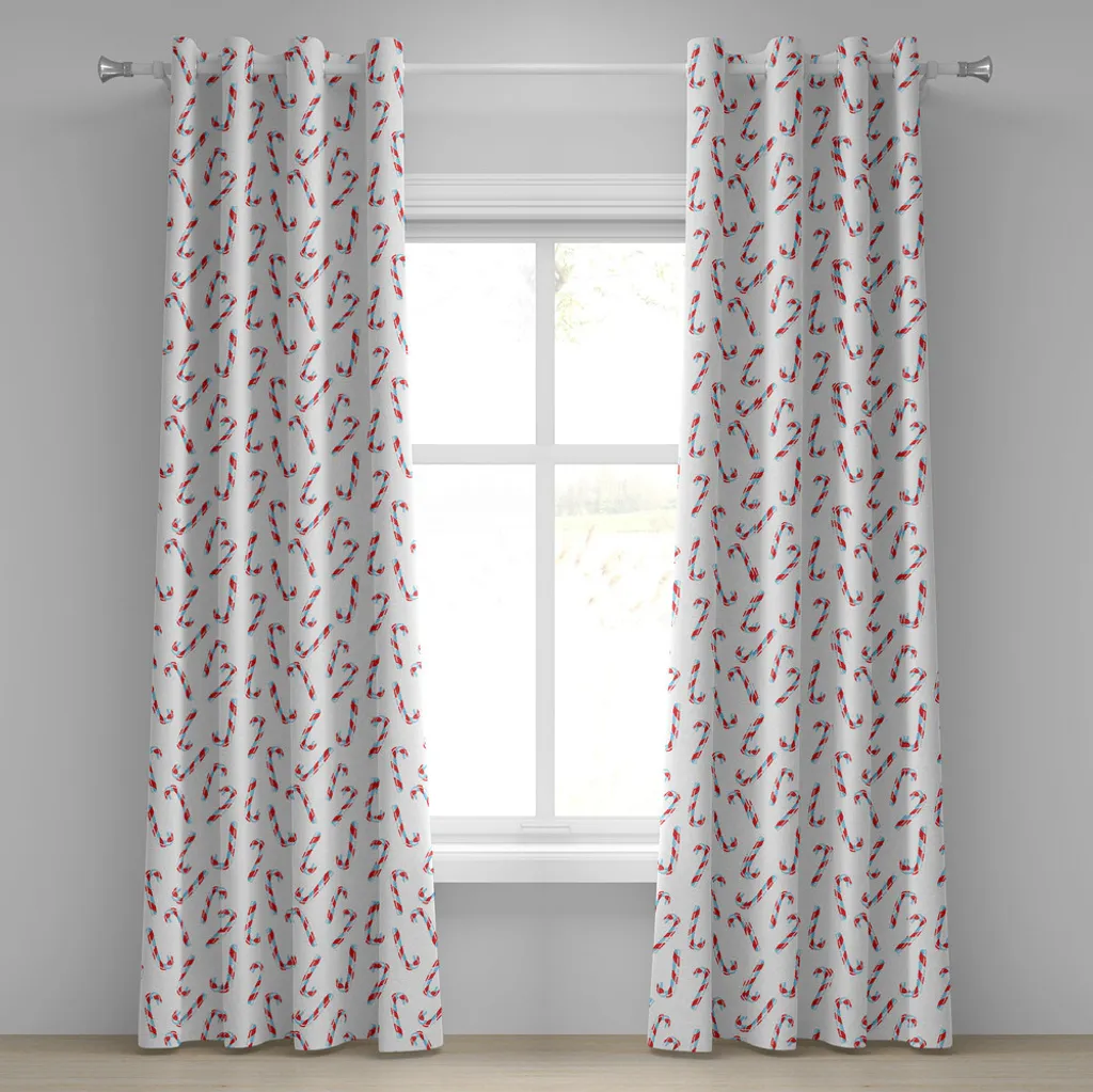 Rideau Noël Candy Cane en tissu de qualité 280x175 cm rouge et aqua
