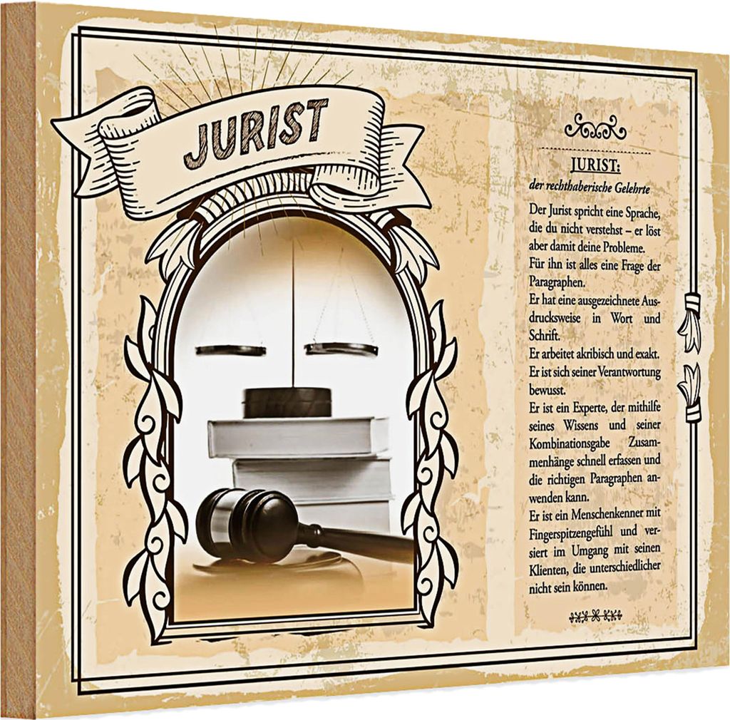 Holzschild Berufe 30x20cm Jurist Sprache Paragraphen Schrift