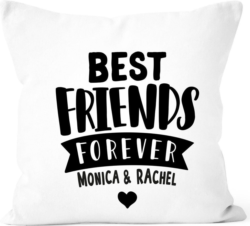 Kissen-Bezug Best Friends Forever BFF Kissen-Hülle mit Namen Baumwolle personalisierte Geschenke Dekokissen SpecialMe weiß unisize