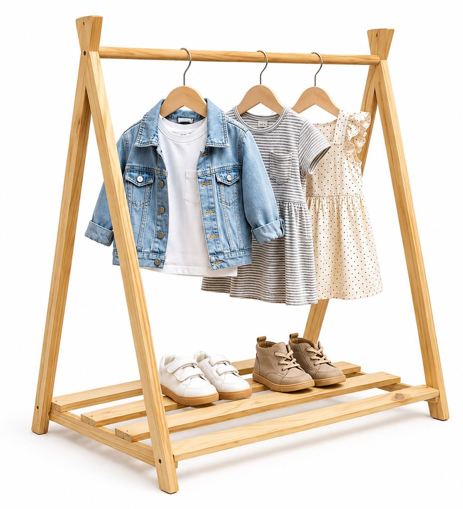 Relaxdays, appendiabiti per bambini, in legno di pino, con Immagine del prodotto 