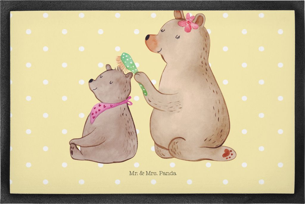 Mr. & Mrs. Panda Schmutzmatte Bär Kind 50 x 75 cm - Gelb Pastell - Geschenk, Muttertag, fußmatte, flurmatte, Schmutzfangmatte, Fussmatte, Mutter,...