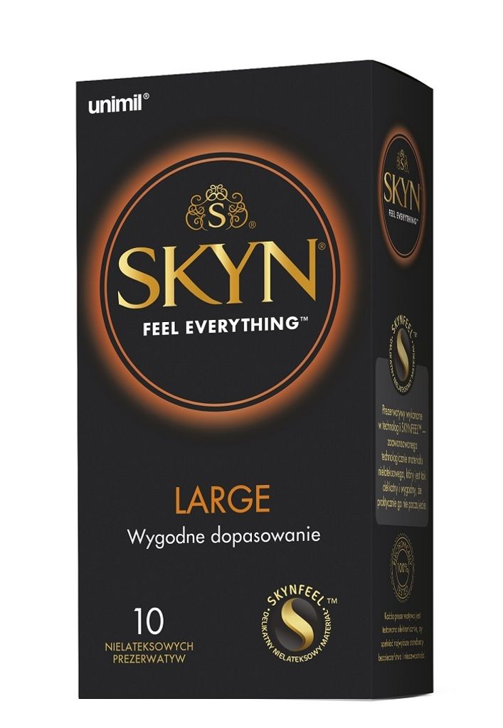 A product box for SKYN Large condoms.