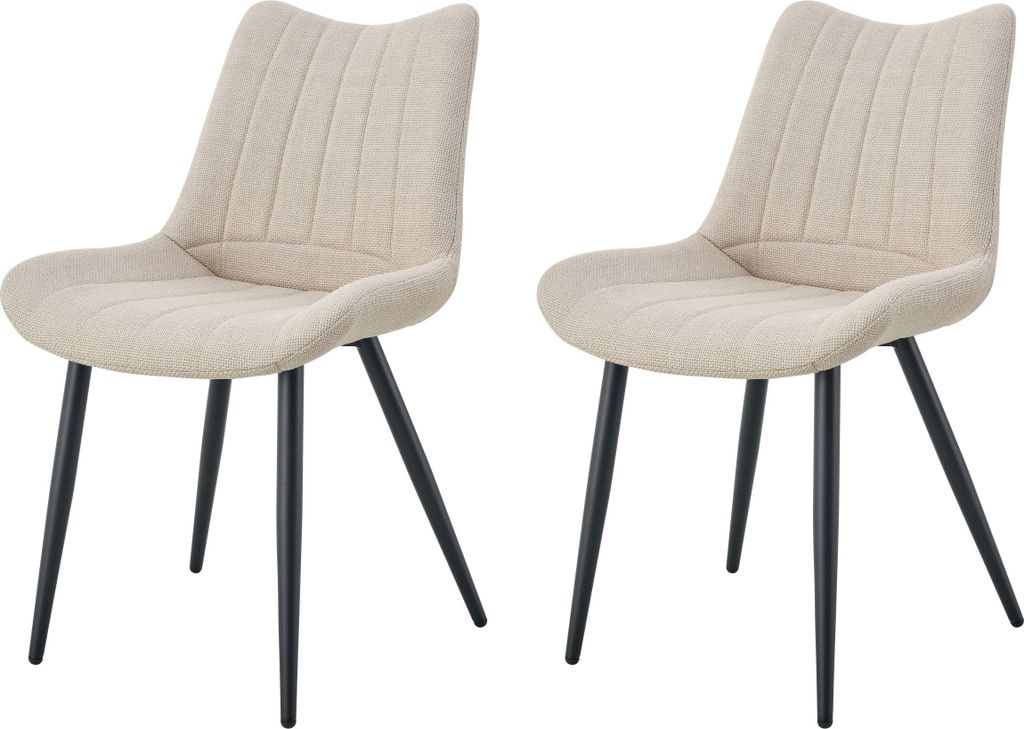 xonox.home Stuhl 2er Set Lotta Webstoff creme (B/H/T): 53 x 86 x 59 cm