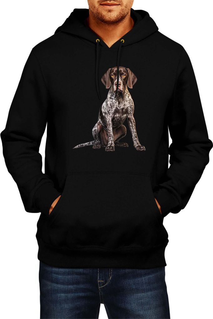 Herren Kapuzenpullover Dogs Breeds German Shorthaired Pointer Dog Breed 006, Man S / Schwarz