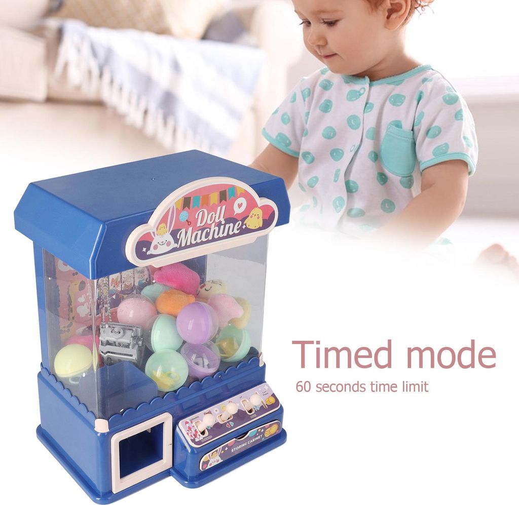 Mini Doll Grabber Machine Cool Light Music Electric Eggshell Game Toy für Party Blue