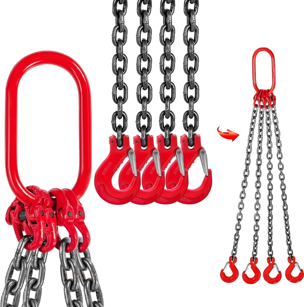 Levage de charges lourdes avec chaîne 4 brins 8 mm pour chantier et PME