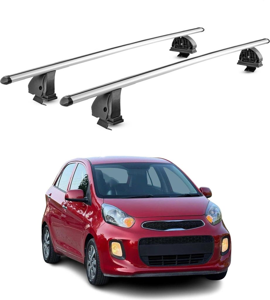 Alu Dachträger für Kia Picanto II 2011-2017 T-Nut Abschließbar 2tlg Silber