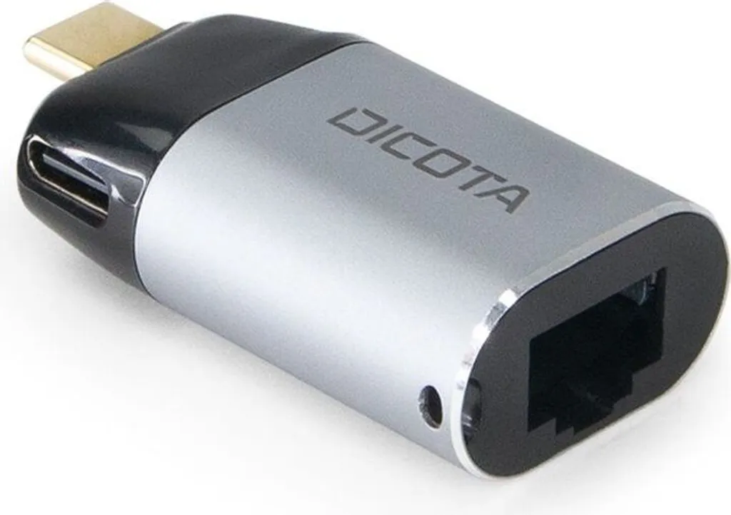 Dicota Adaptateur USB-C vers Ethernet RJ45 avec Charge PD 100W Silver
