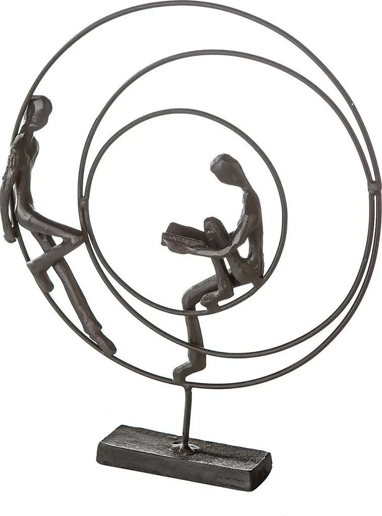 Sculpture décorative de couple Circles en fer brun pour bibliothèque
